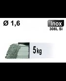Baguettes métal d'apport TIG - INOX 308L - Ø 1,6 - Etui 5kg