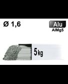Baguettes métal d'apport TIG - ALU AlMg5 - Ø 1,6 - Etui de 5kg