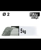 Baguettes métal d'apport TIG - ALU AlMg5 - Ø 2 - Etui de 5kg