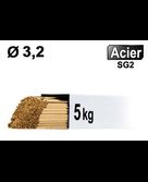 Baguettes métal d'apport TIG - ACIER - Ø 3,2 - Etui de 5kg