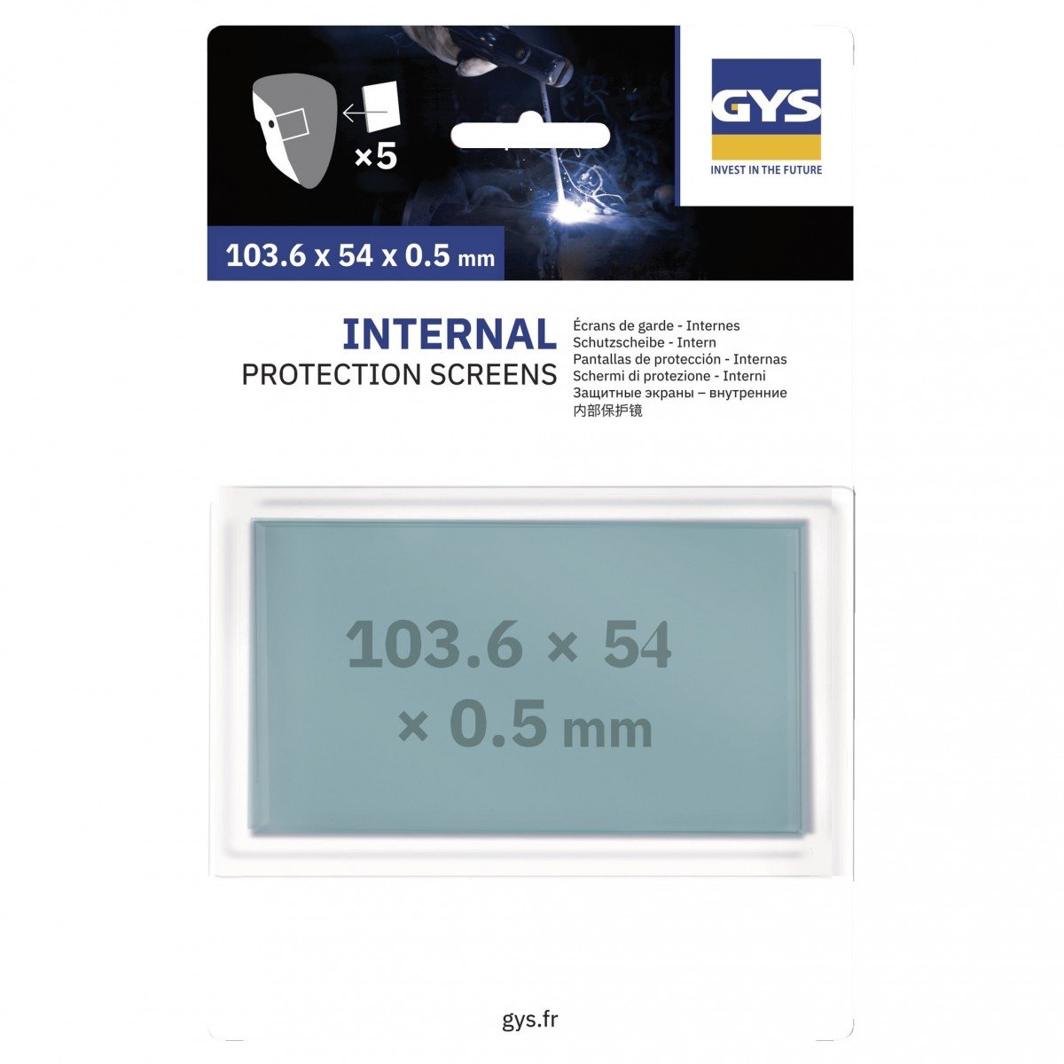 5 Écrans de garde -  Intérieur 103,6 x 54 x 0.5 mm  pour masque LCD PROMAX 9-13G