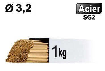 Baguettes métal d'apport TIG - ACIER - Ø 3,2 - Vrac de 1kg