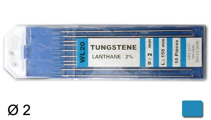électrodes tungstène WL20, Ø 2 mm - Turquoise