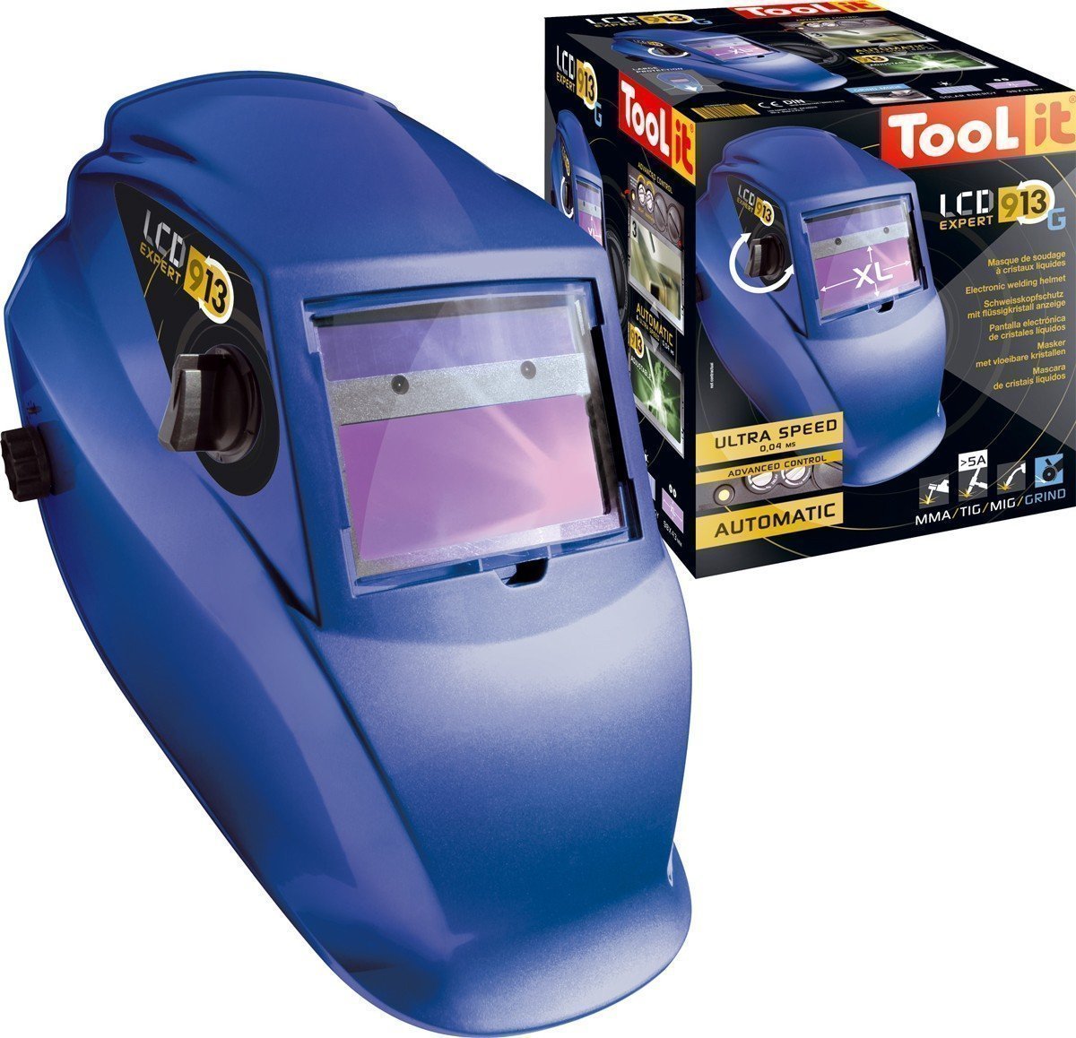 Masque de soudeur LCD EXPERT 9-13G - BLUE - TOOL IT - ARRÊT PRODUIT -