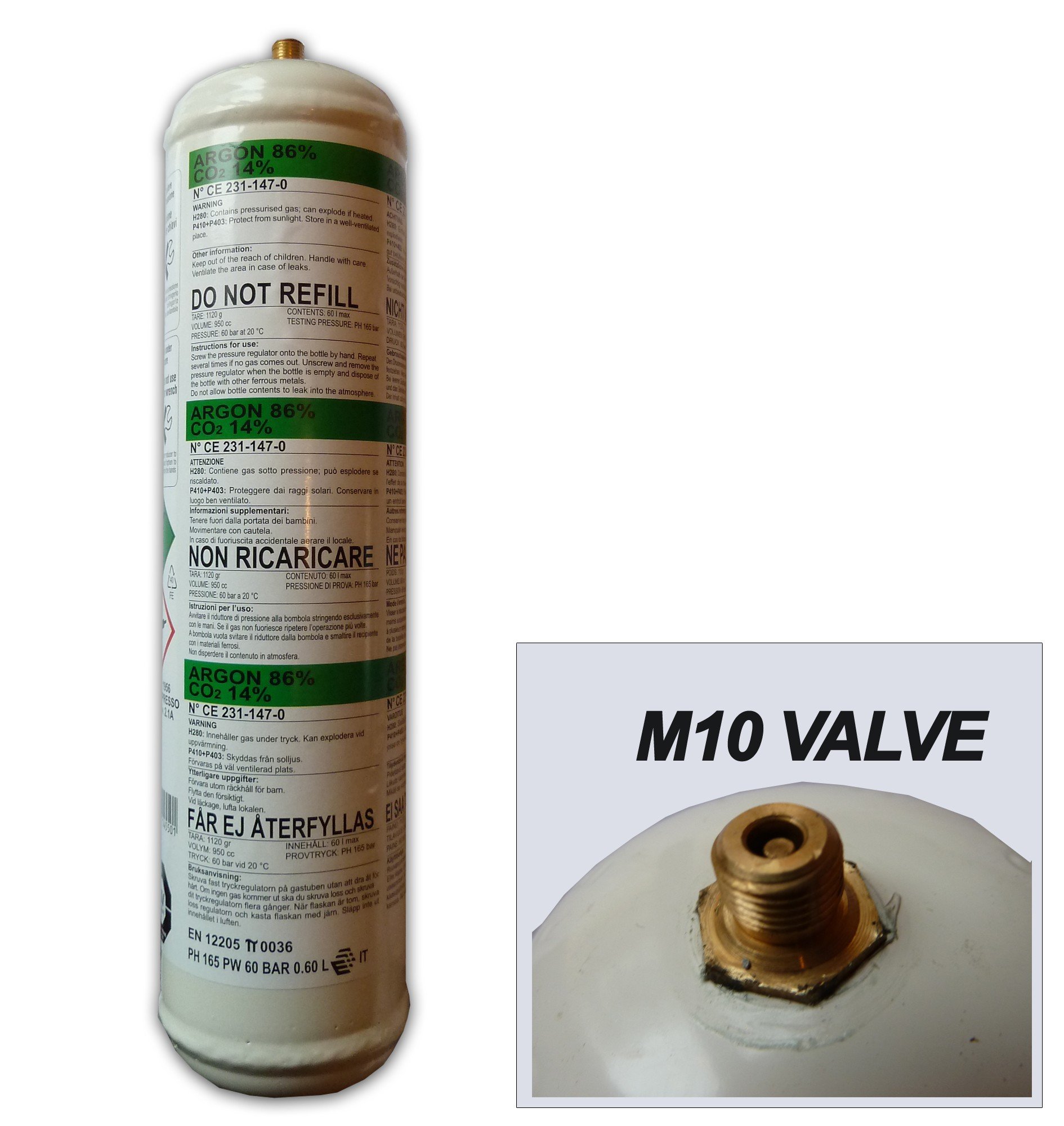100% gaz de soudage pur utilisant en TIG/WIG Bouteille de gaz 8 litres ARGON 