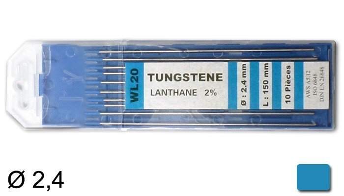 2,4 mm x 150 Bleu 2% de Lanthane TEN-HIGH Électrodes en tungstène TIG WL20 