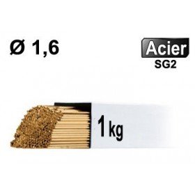 Baguettes métal d'apport TIG - ACIER - Ø 1,6 - Vrac 1kg