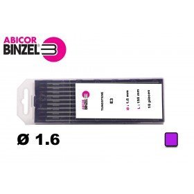  10 électrodes 150 mm, tungstène E3, Ø 1.6 mm - Lila - Binzel -