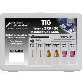 Coffret  TIG pour torche SR9 AC/DC, SR20 AC/DC, SR20HD AC/DC- Montage GAS-LENS 