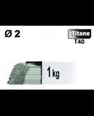 Baguettes métal d'apport TIG - TITANE T40 - Ø 2 - Etui de 1kg